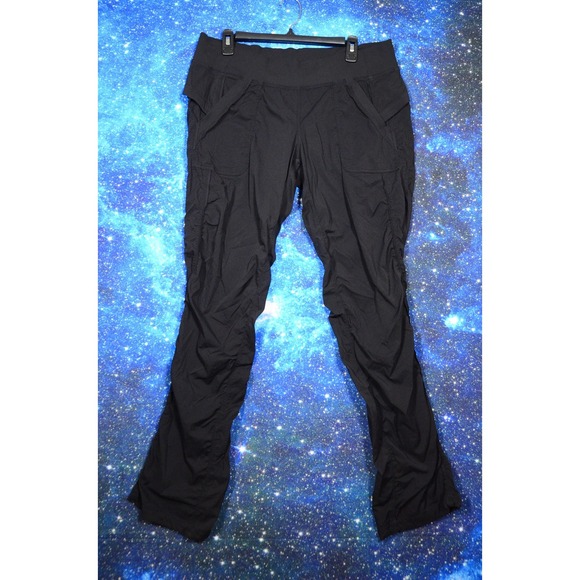 lululemon athletica Pants - Lululemon Pants Womens 12 Black Ruched Leg Cargo Athletic Yoga Lounge Stretch